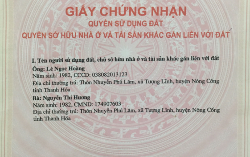 CÔNG TY ĐGHD HÀ THÀNH TB BĐG TSBĐ CỦA MSB - ĐẤT NÔNG CỐNG THANH HÓA